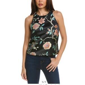 Nanette Lepore 2-Piece Sleeveless Top & Skirt Suit Floral Black Sz M / 6 NWT